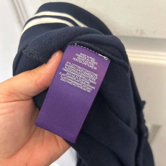 ! Ralph Lauren Purple Label Striped Navy Blue Tapered Fleece Jogger Sweatp… - Picture 6 of 6